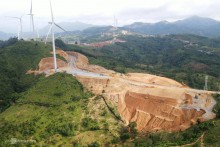 Construction debris at Quang Tri Province wind farms bury farmlands